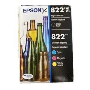 Epson 822XL Black 822 Cyan Magenta Yellow Ink Cartridge Set T822XL-BCS Exp 2028